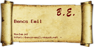 Bencs Emil névjegykártya